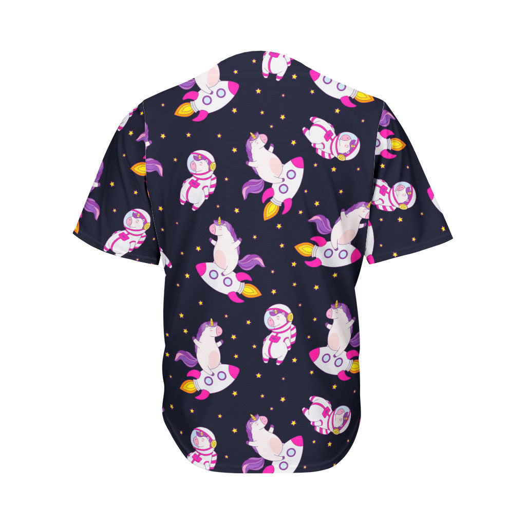 Space Astronaut Unicorn Pattern Print Men's Baseball Jersey