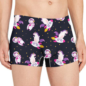 Space Astronaut Unicorn Pattern Print Men's Boxer Briefs