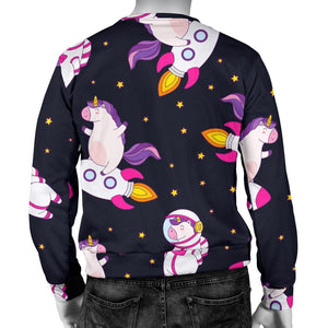 Space Astronaut Unicorn Pattern Print Men's Crewneck Sweatshirt GearFrost