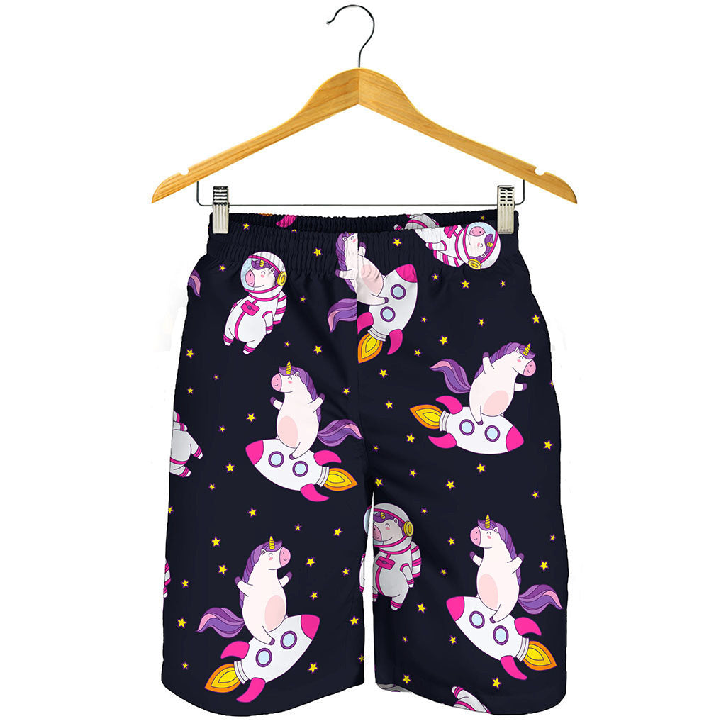 Space Astronaut Unicorn Pattern Print Men's Shorts