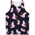 Space Astronaut Unicorn Pattern Print Men's Tank Top