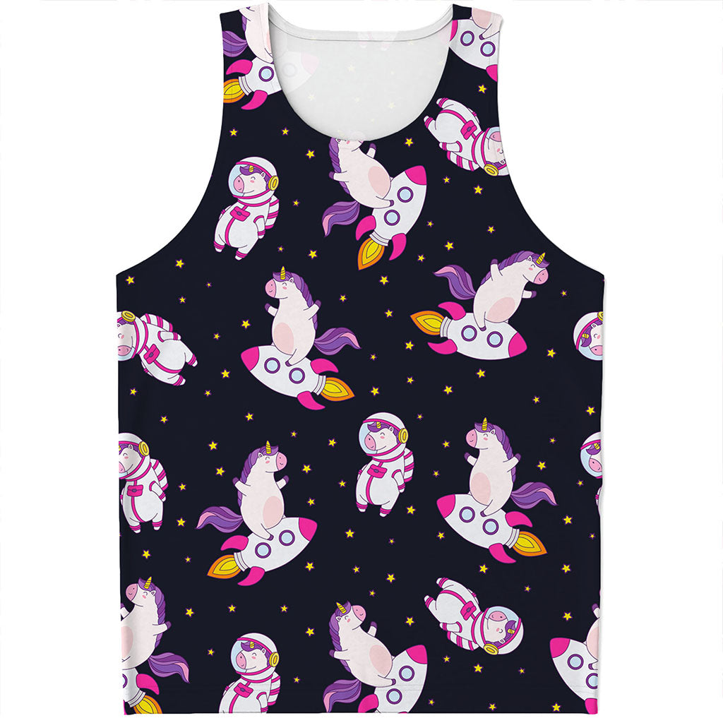 Space Astronaut Unicorn Pattern Print Men's Tank Top