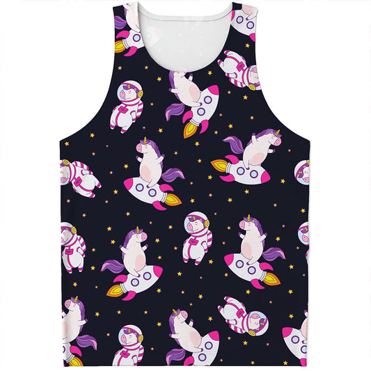 Space Astronaut Unicorn Pattern Print Men's Tank Top