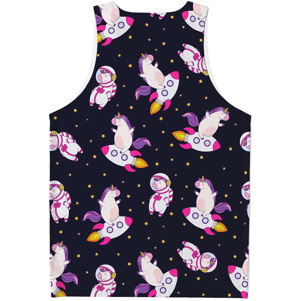 Space Astronaut Unicorn Pattern Print Men's Tank Top