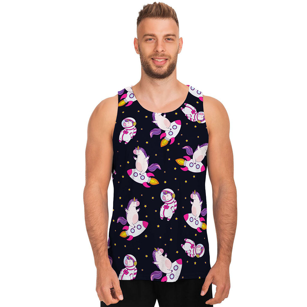 Space Astronaut Unicorn Pattern Print Men's Tank Top