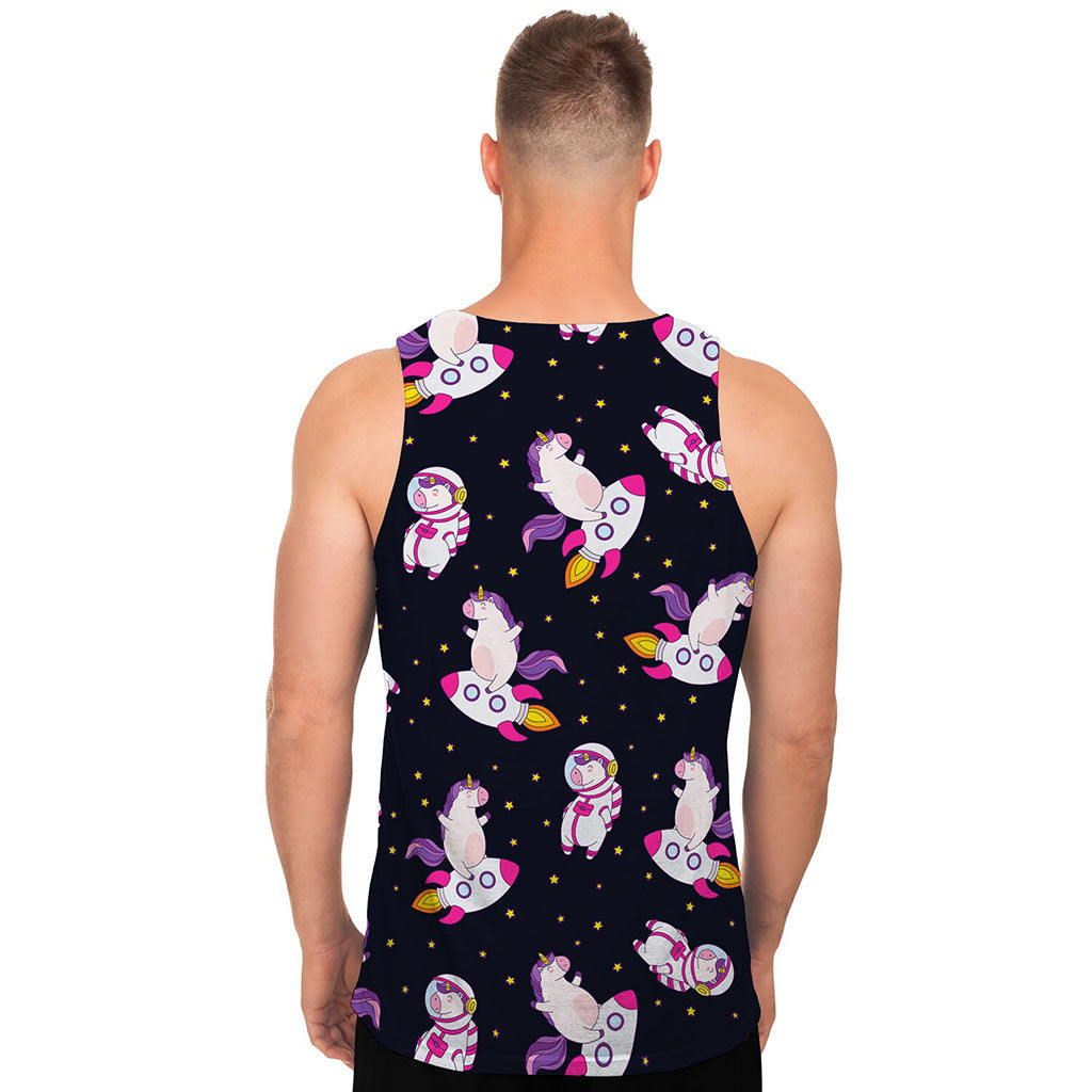 Space Astronaut Unicorn Pattern Print Men's Tank Top