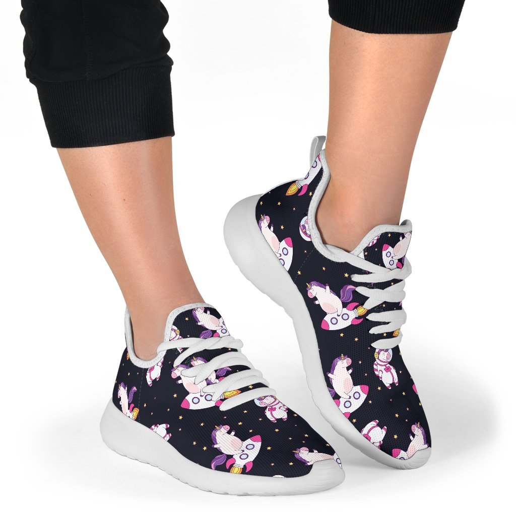 Space Astronaut Unicorn Pattern Print Mesh Knit Shoes GearFrost