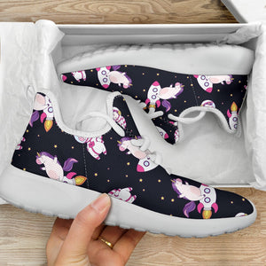 Space Astronaut Unicorn Pattern Print Mesh Knit Shoes GearFrost