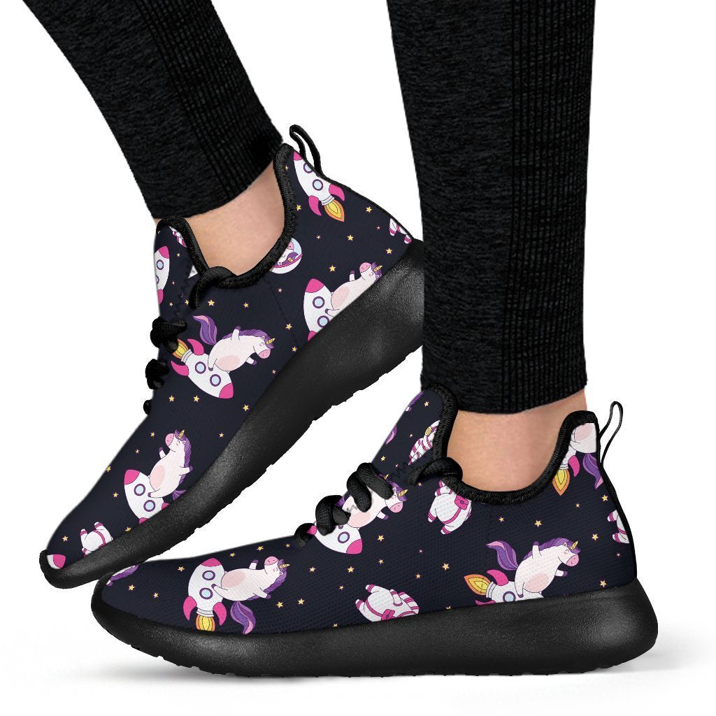 Space Astronaut Unicorn Pattern Print Mesh Knit Shoes GearFrost