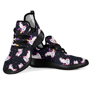 Space Astronaut Unicorn Pattern Print Mesh Knit Shoes GearFrost