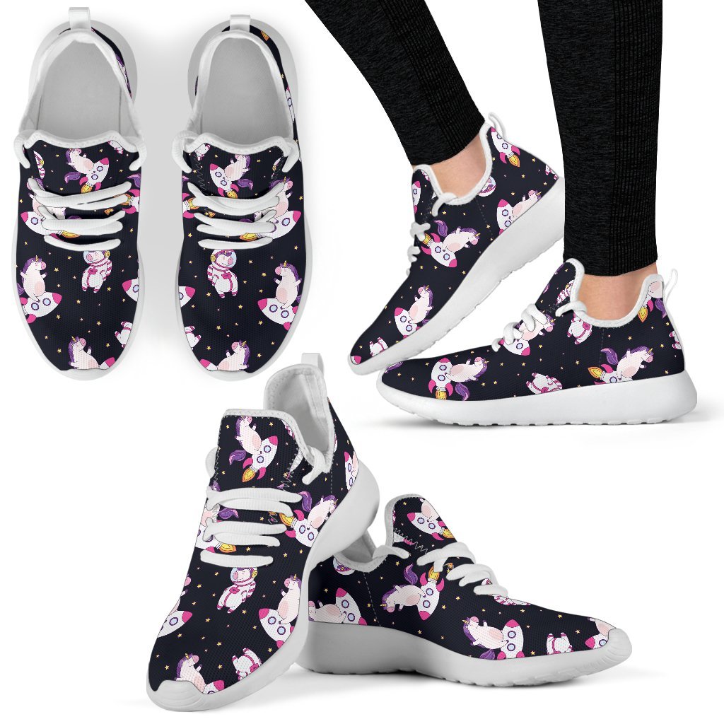 Space Astronaut Unicorn Pattern Print Mesh Knit Shoes GearFrost