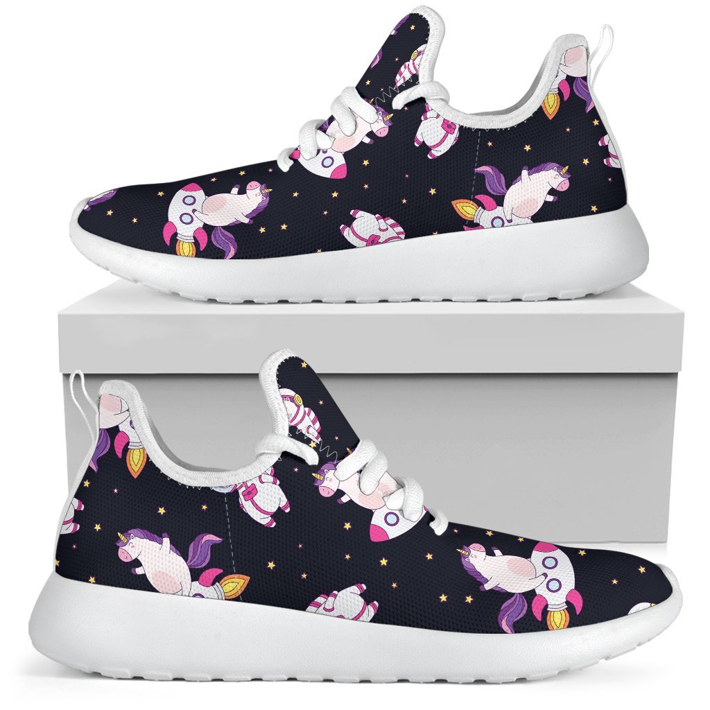 Space Astronaut Unicorn Pattern Print Mesh Knit Shoes GearFrost