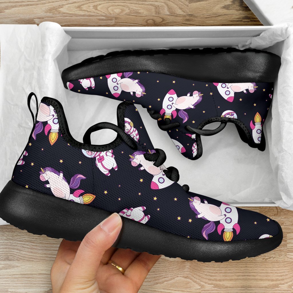 Space Astronaut Unicorn Pattern Print Mesh Knit Shoes GearFrost