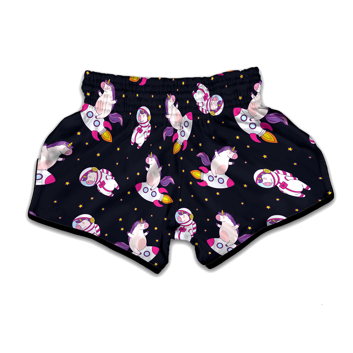 Space Astronaut Unicorn Pattern Print Muay Thai Boxing Shorts