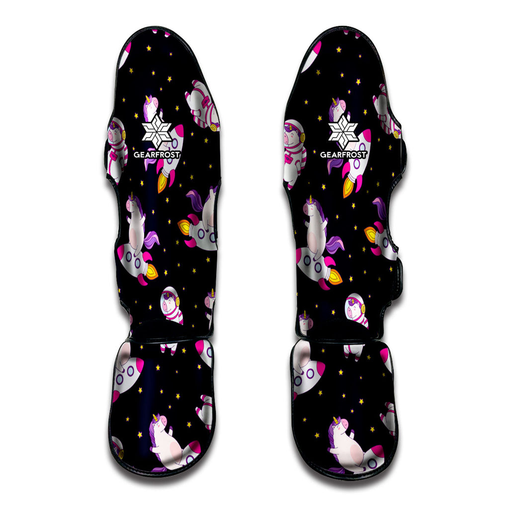 Space Astronaut Unicorn Pattern Print Muay Thai Shin Guard