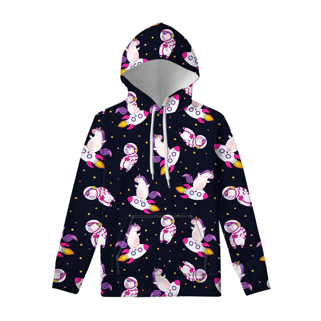 Space Astronaut Unicorn Pattern Print Pullover Hoodie