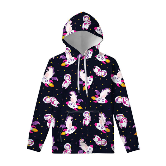 Space Astronaut Unicorn Pattern Print Pullover Hoodie