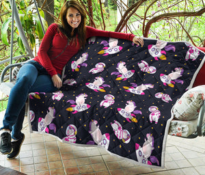 Space Astronaut Unicorn Pattern Print Quilt