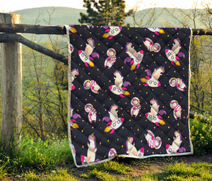 Space Astronaut Unicorn Pattern Print Quilt