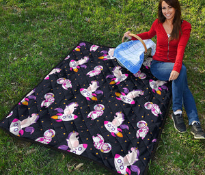 Space Astronaut Unicorn Pattern Print Quilt