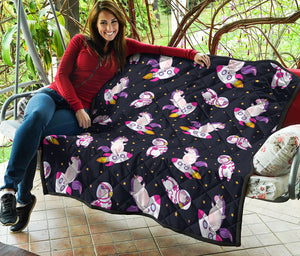 Space Astronaut Unicorn Pattern Print Quilt