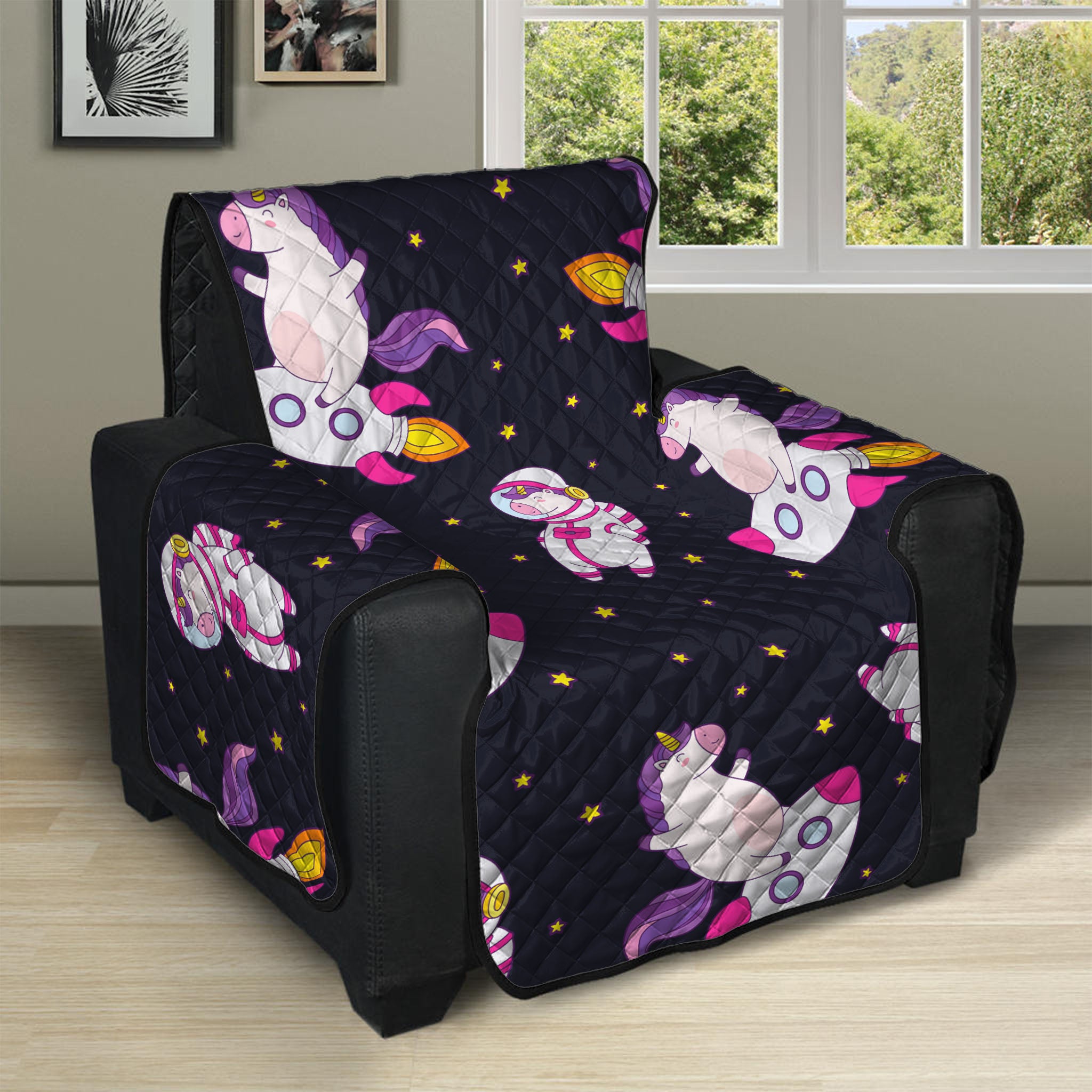 Space Astronaut Unicorn Pattern Print Recliner Protector