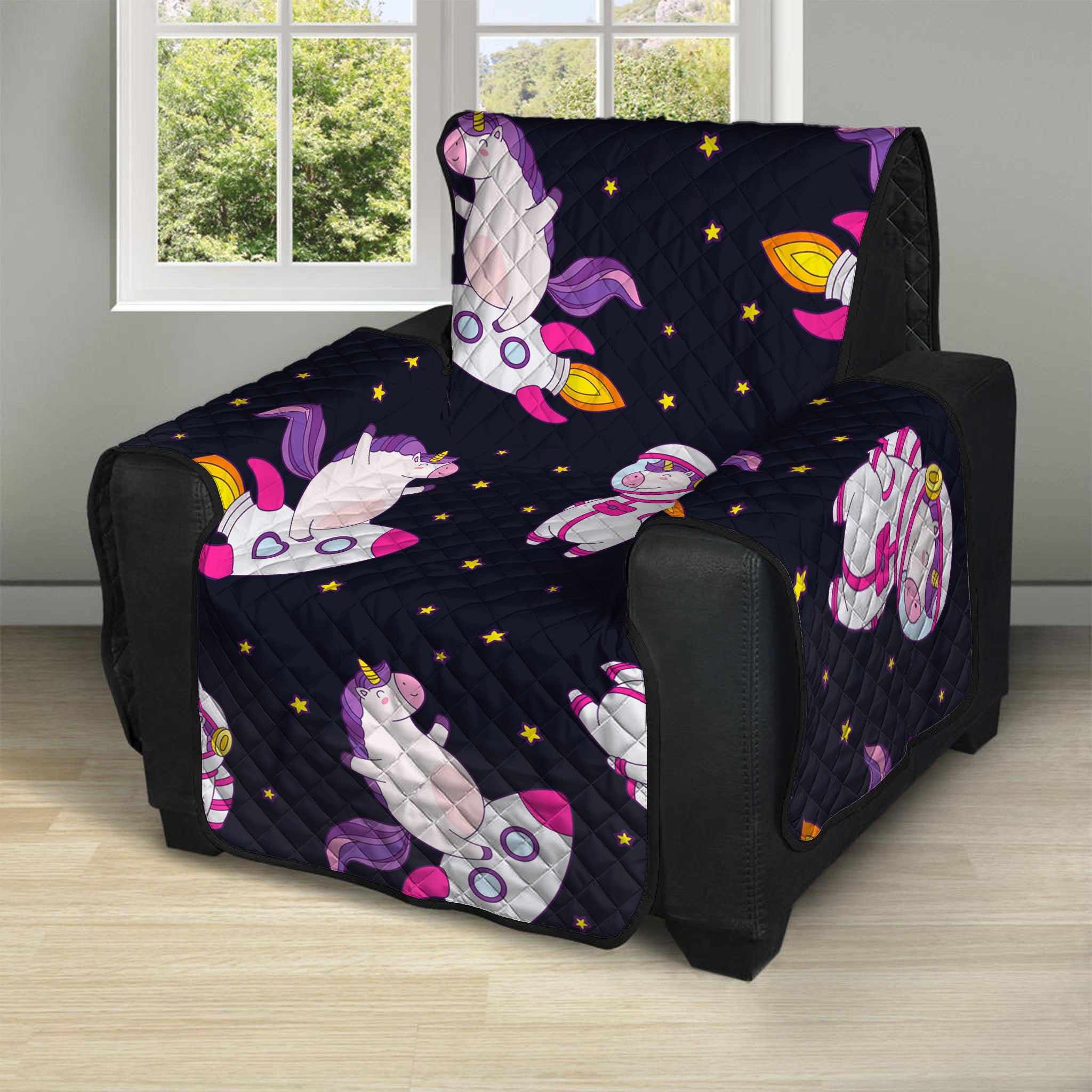 Space Astronaut Unicorn Pattern Print Recliner Protector