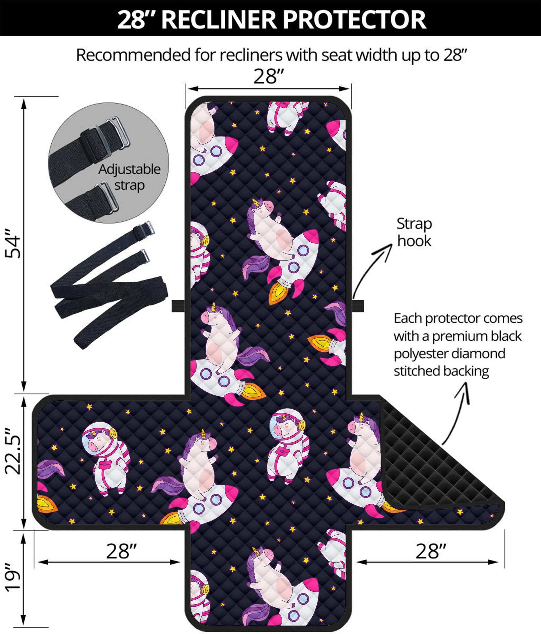 Space Astronaut Unicorn Pattern Print Recliner Protector