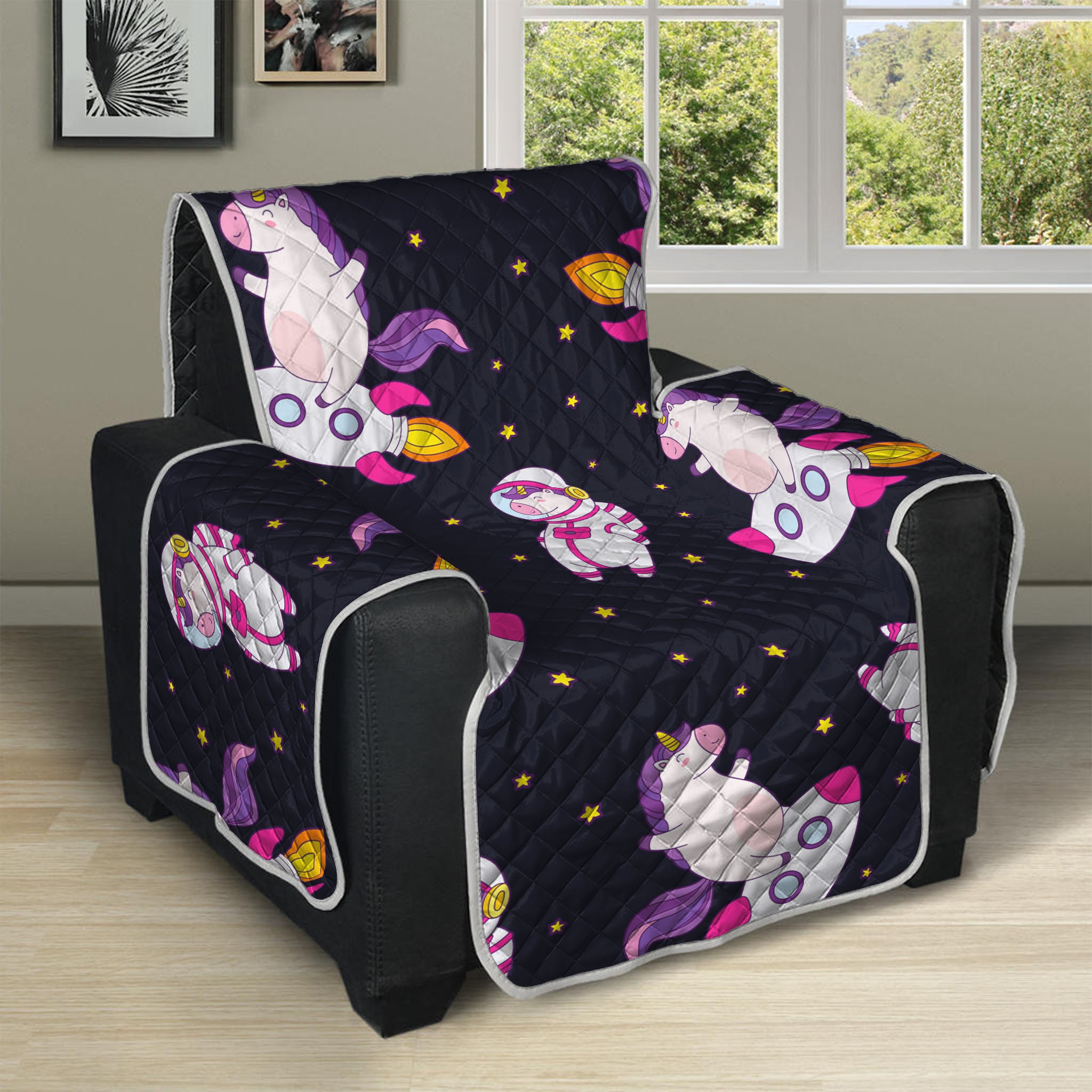 Space Astronaut Unicorn Pattern Print Recliner Protector