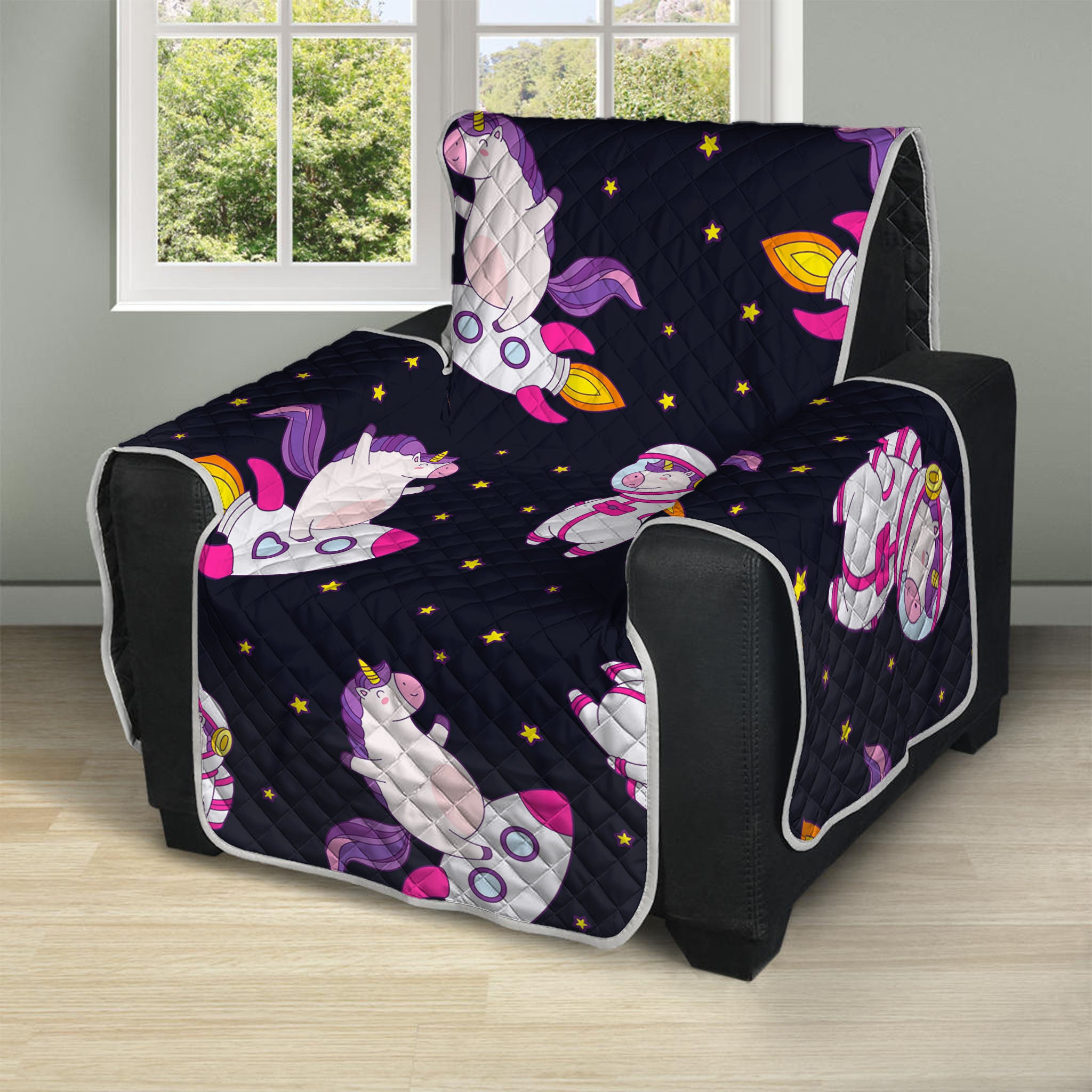 Space Astronaut Unicorn Pattern Print Recliner Protector