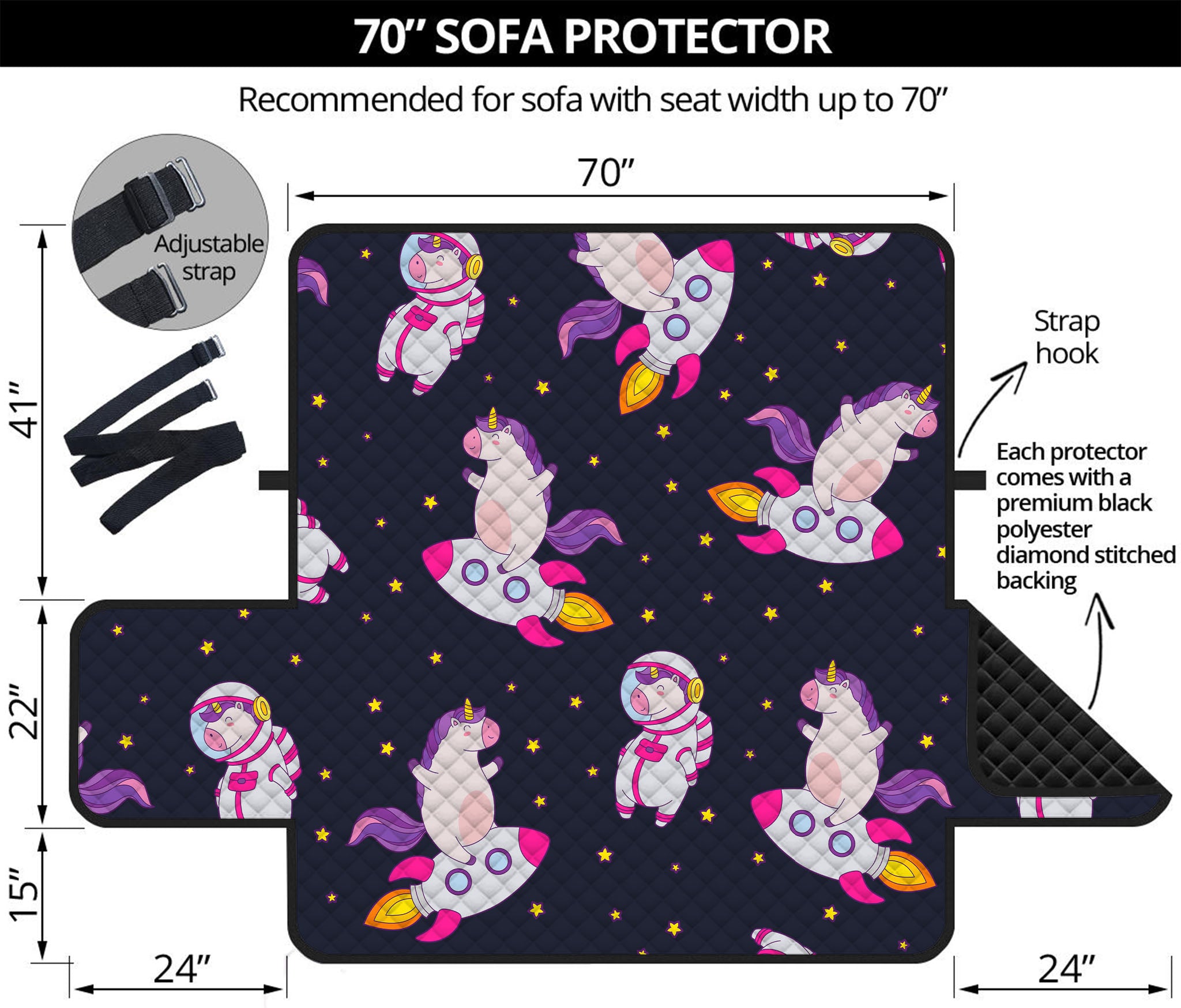 Space Astronaut Unicorn Pattern Print Sofa Protector