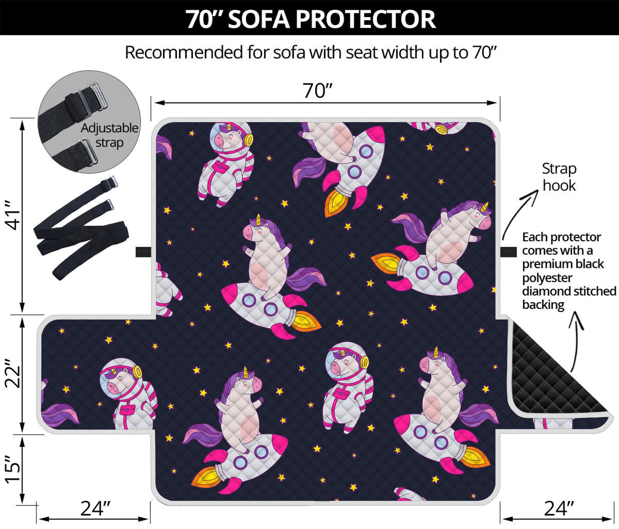 Space Astronaut Unicorn Pattern Print Sofa Protector