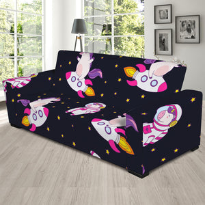 Space Astronaut Unicorn Pattern Print Sofa Slipcover