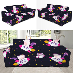 Space Astronaut Unicorn Pattern Print Sofa Slipcover