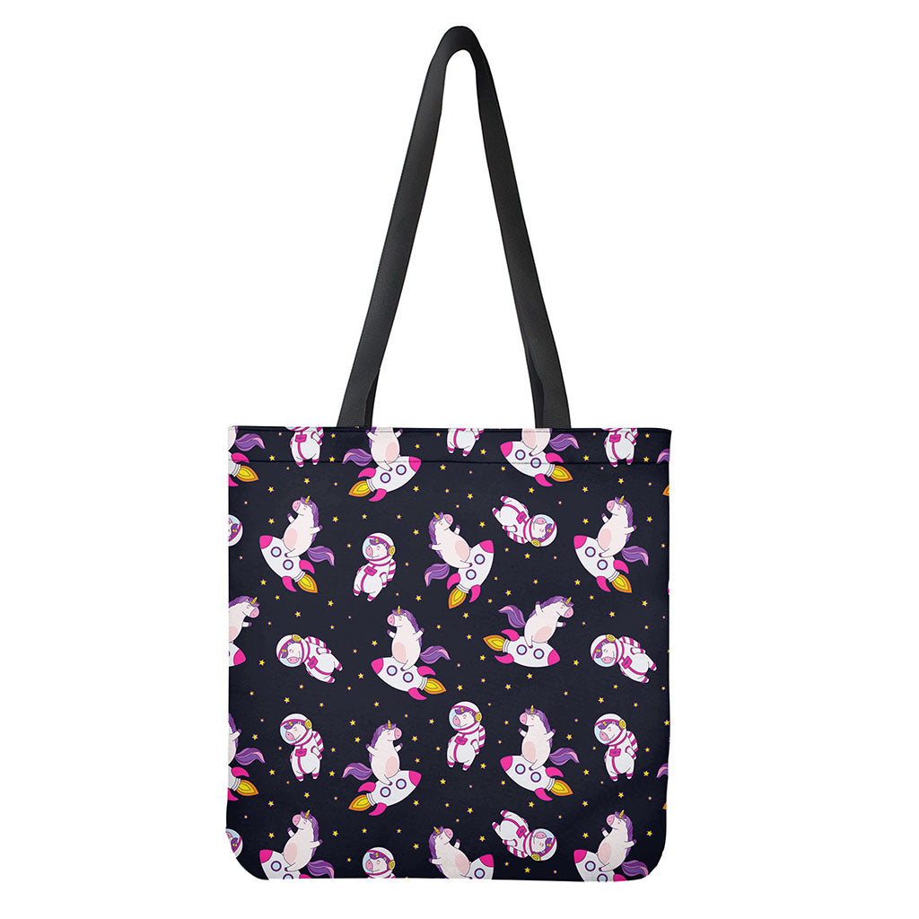 Space Astronaut Unicorn Pattern Print Tote Bag