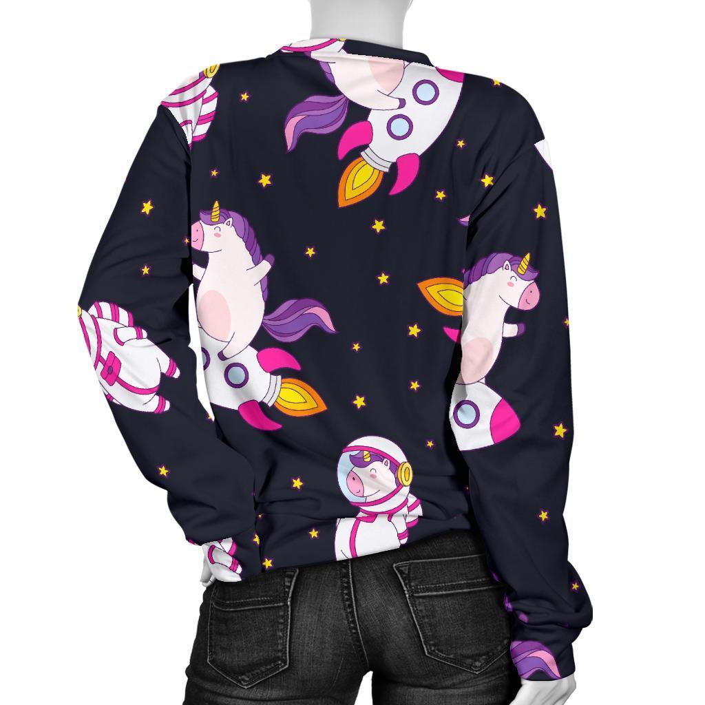 Space Astronaut Unicorn Pattern Print Women's Crewneck Sweatshirt GearFrost