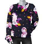 Space Astronaut Unicorn Pattern Print Women's Crewneck Sweatshirt GearFrost