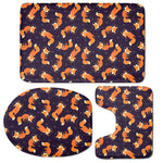 Space Fox Pattern Print 3 Piece Bath Mat Set