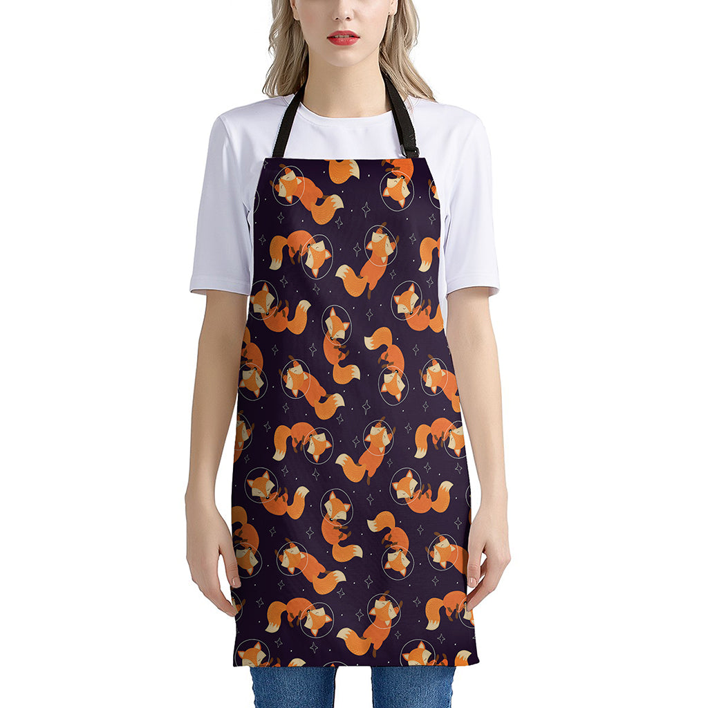 Space Fox Pattern Print Apron