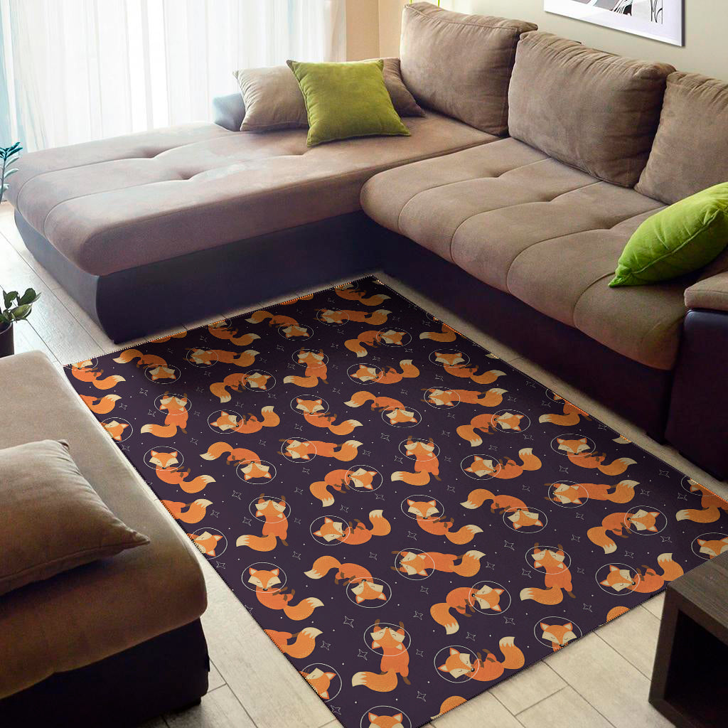 Space Fox Pattern Print Area Rug