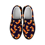 Space Fox Pattern Print Black Slip On Shoes