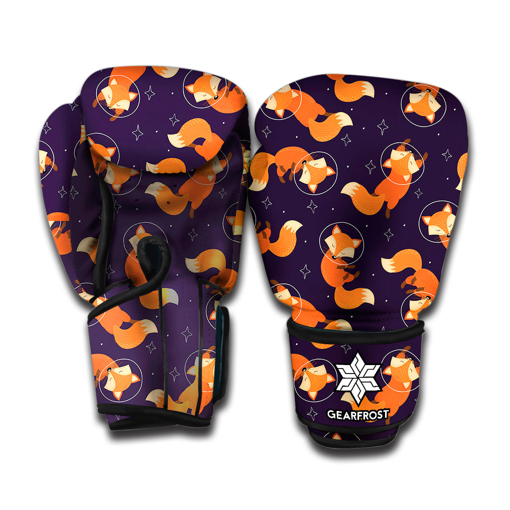 Space Fox Pattern Print Boxing Gloves