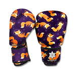 Space Fox Pattern Print Boxing Gloves