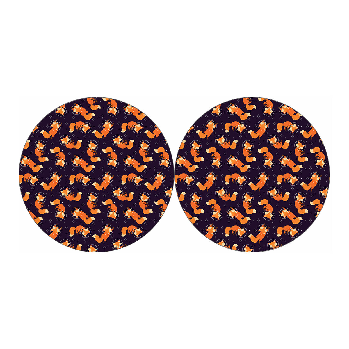 Space Fox Pattern Print Car Coasters
