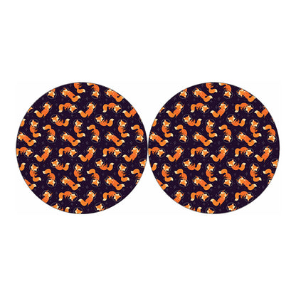 Space Fox Pattern Print Car Coasters