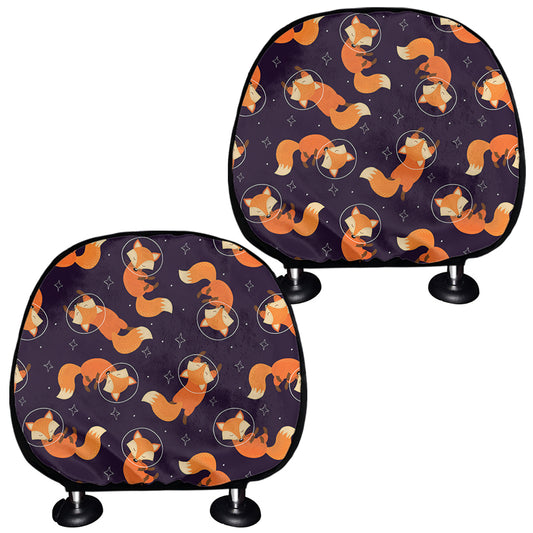 Space Fox Pattern Print Car Headrest Covers