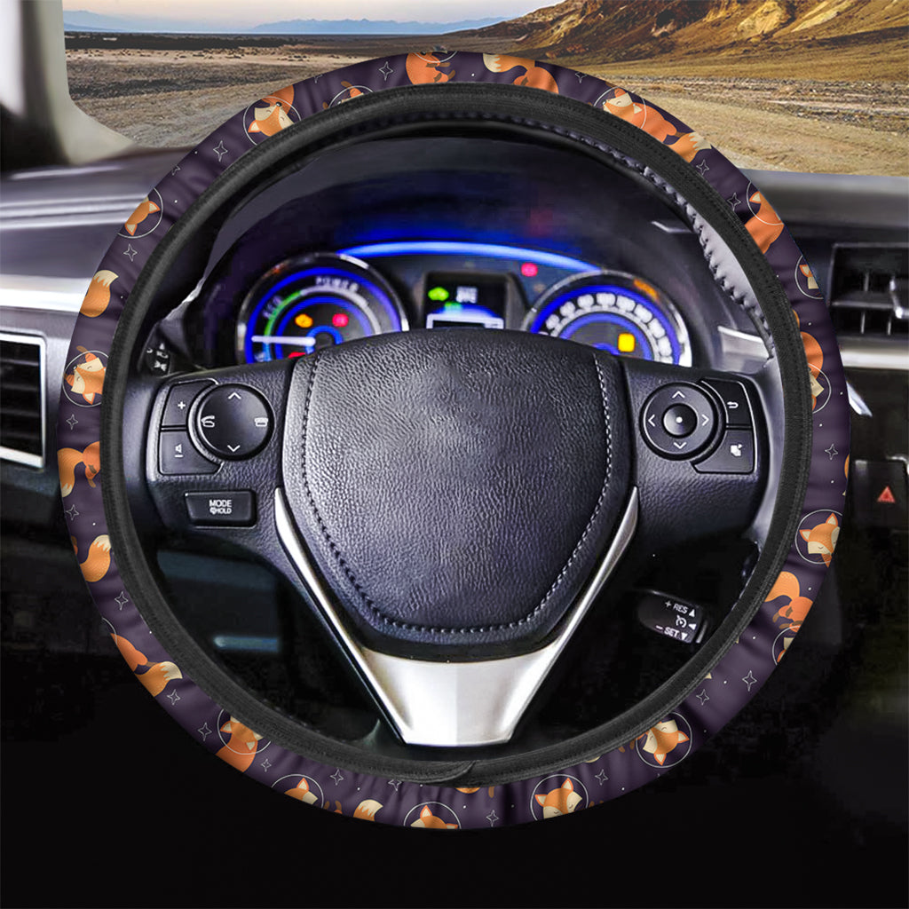 Space Fox Pattern Print Car Steering Wheel Cover