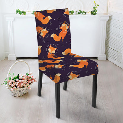 Space Fox Pattern Print Dining Chair Slipcover