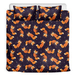 Space Fox Pattern Print Duvet Cover Bedding Set