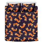 Space Fox Pattern Print Duvet Cover Bedding Set